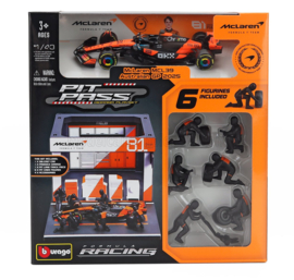 Pit-Stop - McLaren MCL39 2025 N81 Oscar Piastri - met auto en figuurtjes - 1/43