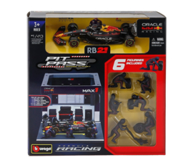 Pit-Stop - Red Bull RB21 N1 Max Verstappen - met auto en figuurtjes - 1/43
