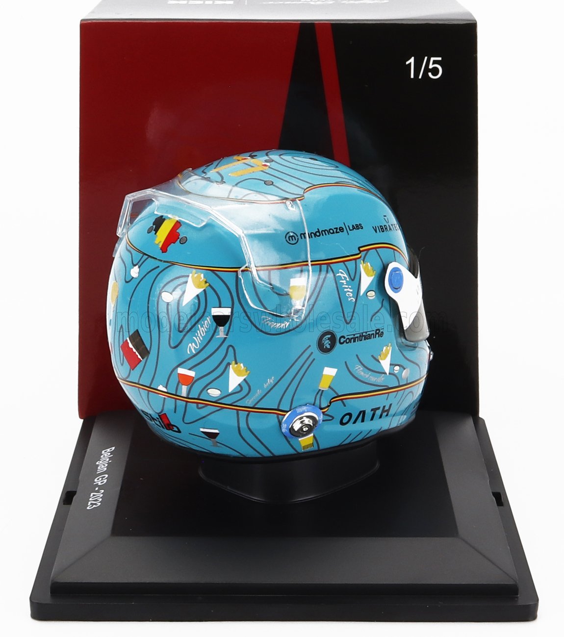 Valtteri Bottas Helmet Alfa Romeo Belgium GP 2023 - licht blauw - 1/5