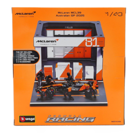 Pit-Stop - McLaren MCL39 2025 N81 Oscar Piastri - met auto en figuurtjes - 1/43