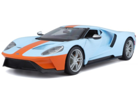 Ford GT - helderblauw/oranje - 1/18