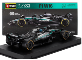 Mercedes Benz AMG - F1 W16 Nr 63  2025 - George Russell - luxe uitvoering - black silver green - 1/43