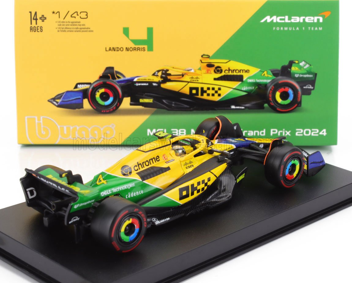 McLaren MCL38 Monaco GP 2024 N4 Lando Norris - groen/geel - 1/43
