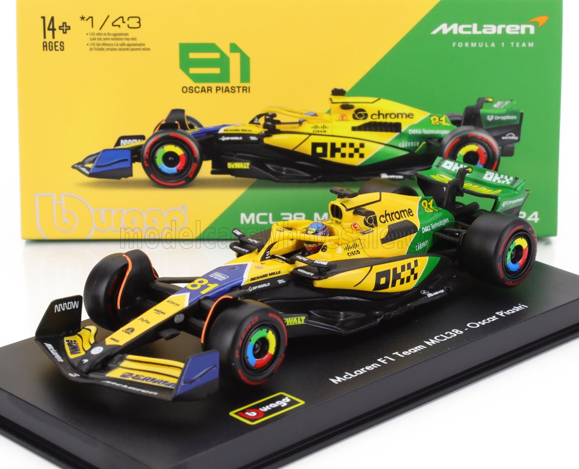 McLaren MCL38 Monaco GP 2024 Oscar Piastri - groen/geel - 1 43