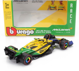 McLaren MCL38 N4 Lando Norris 2024 Monaco GP (Senna Edition) - Geel/Groen - 1/43