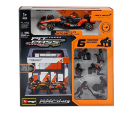 Pit-Stop - McLaren MCL39 2025 N4 Lando Norris - met auto en figuurtjes - 1/43