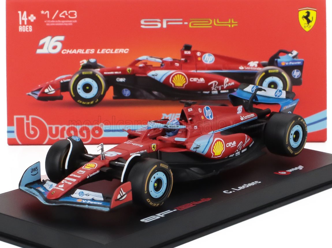 Ferrari SF-24 Miami GP 2024 N16 Charles Leclerc - rood/blauw - 1/43