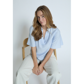Blouse Hedda Dusty Blue Stripe Peppercorn