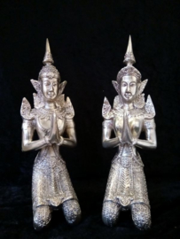 Thep Phanom - Tempelwachters brons zilverkleur (set) 25cm