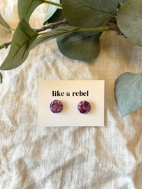 Stud • rond •  paarse glitter