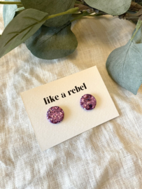 Stud • rond •  paarse glitter