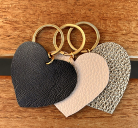 Sleutelhanger hart van leer (zwart)