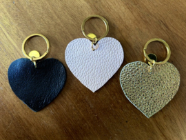 Sleutelhanger hart van leer (zwart)