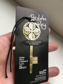 Boekenlegger golden key / klavertje vier (18K gold plated)