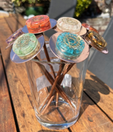 Bloemen van koper met chakra orgonites (7-delig 21x6cm)