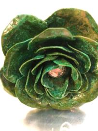 Roos van Koper groen met steel 23,5x4x9,5x4,5cm