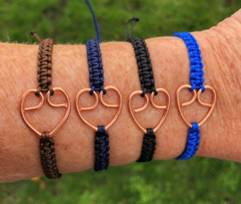 Armbandje met hartje van Koper (div. kleuren)