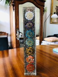 Chakra orgonite Tower met Pyriet en Koper (30x5,5x2,2)