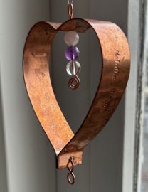 Hartdecoratie Koper met gouden driehoek + infinity (7,5x7,5x2cm)
