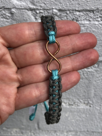 Armband grijs/turquoise met infinity van Koper (heren)