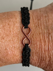 Armband zwart paracord Koper infinity (dames)