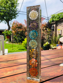 Chakra orgonite Tower met Pyriet en Koper (30x5,5x2,2)