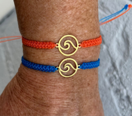 jut-armbandje (blauw of oranje) met golf