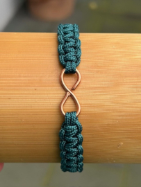 Armband van Paracord (legergroen) met infinity van Koper (man/heren)