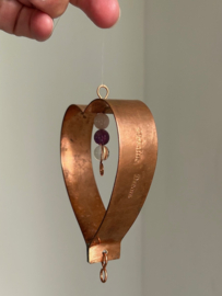 Hartdecoratie Koper met gouden driehoek + infinity (7,5x7,5x2cm)
