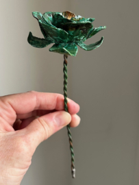 Kleine roos van groen Koper met steel 17,5X6CM