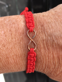 Armband rood paracord Koper infinity (dames)