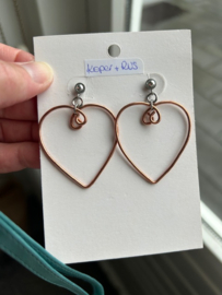 Oorbellen van Koper (Hart: H4,5/B5,5cm)
