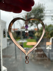 Hartdecoratie Koper met gouden driehoek + infinity (7,5x7,5x2cm)