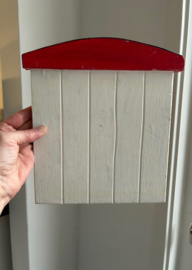 Decoratief bordje Strandhuisje rood (24x22x1,8)
