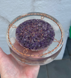 Orgonite oplaadschijf rond, gouden driehoek 14,5x3,2