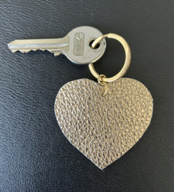 Sleutelhanger hart van leer  (goudkleur)