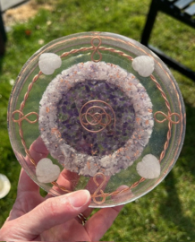 Orgonite oplaadschijf rond, gouden driehoek 14,5x3,2
