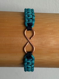 Armband van Paracord (azurblauw op donkerblauw) met infinity van Koper (man/heren)
