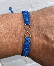 Armband blauw paracord Koper infinity (dames)