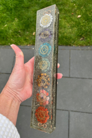 Chakra orgonite Tower met Pyriet en Koper (30x5,5x2,2)