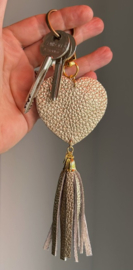 Charm tassenhanger of sleutelhanger (leer, goudkleur)