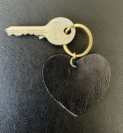 Sleutelhanger hart van leer (zwart)