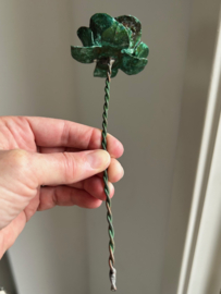 Kleine roos van groen Koper met steel 17,5X6CM