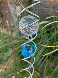Spinner Kristalfacet- en lichtblauwe bol 50x8cm