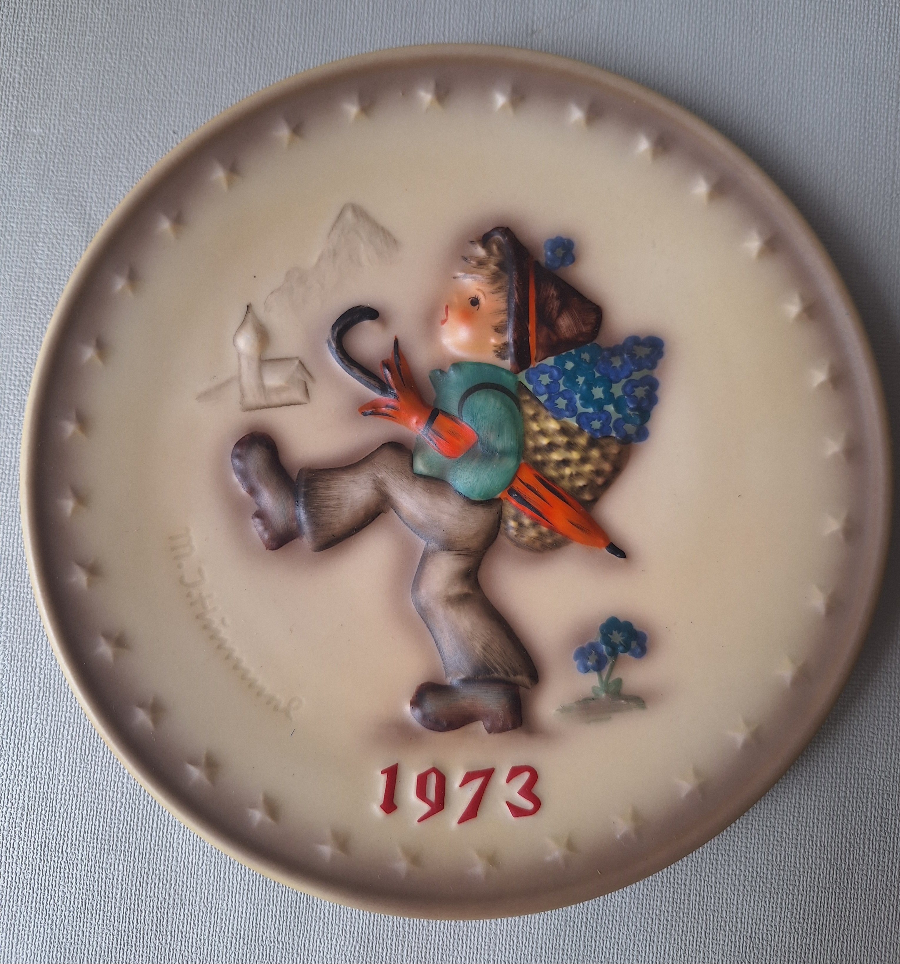 GH - Reliëfbord - Jaarbord 1973 met doos