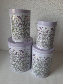Set van 4 ronde voorraadblikken Lavendel (nieuw)