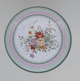 Voorraad blikje rond bloemen (nieuw)