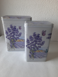 Set  van 2 voorraad blikken Lavendel (nieuw)