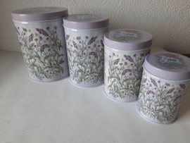 Set van 4 ronde voorraadblikken Lavendel (nieuw)