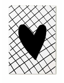 Minikaartje - Wit kaart met zwart hart